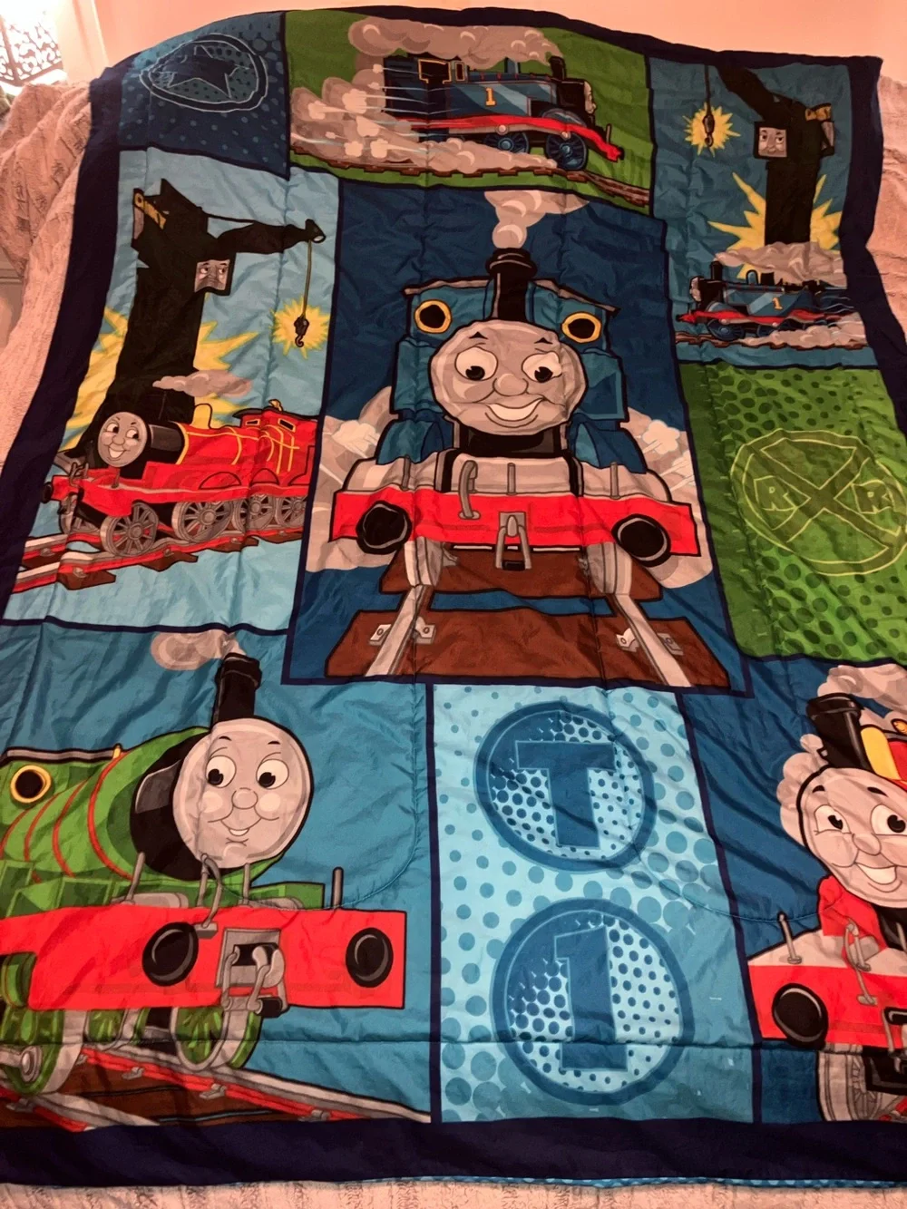 Thomas & Friends Kids Comforter Twin Reversible 2001 Vintage Red Blue Green